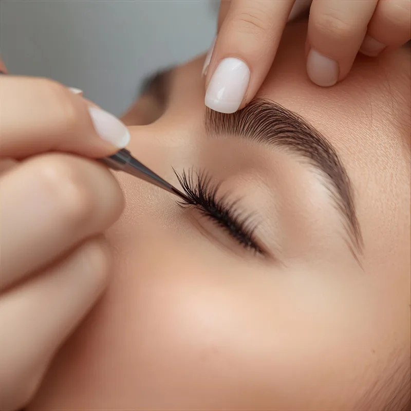 Aplicación de extensiones de pestañas, acabado natural